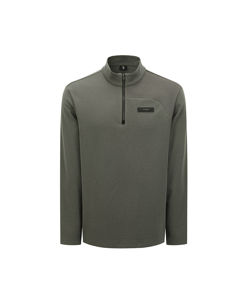 Men's Textured High Neck Half Zip T-Shirt - Dark Grey – Anew Golf USA