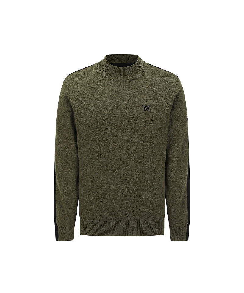 Men's Mock Neck Windproof Two Tone Sweater - Khaki – Anew Golf USA