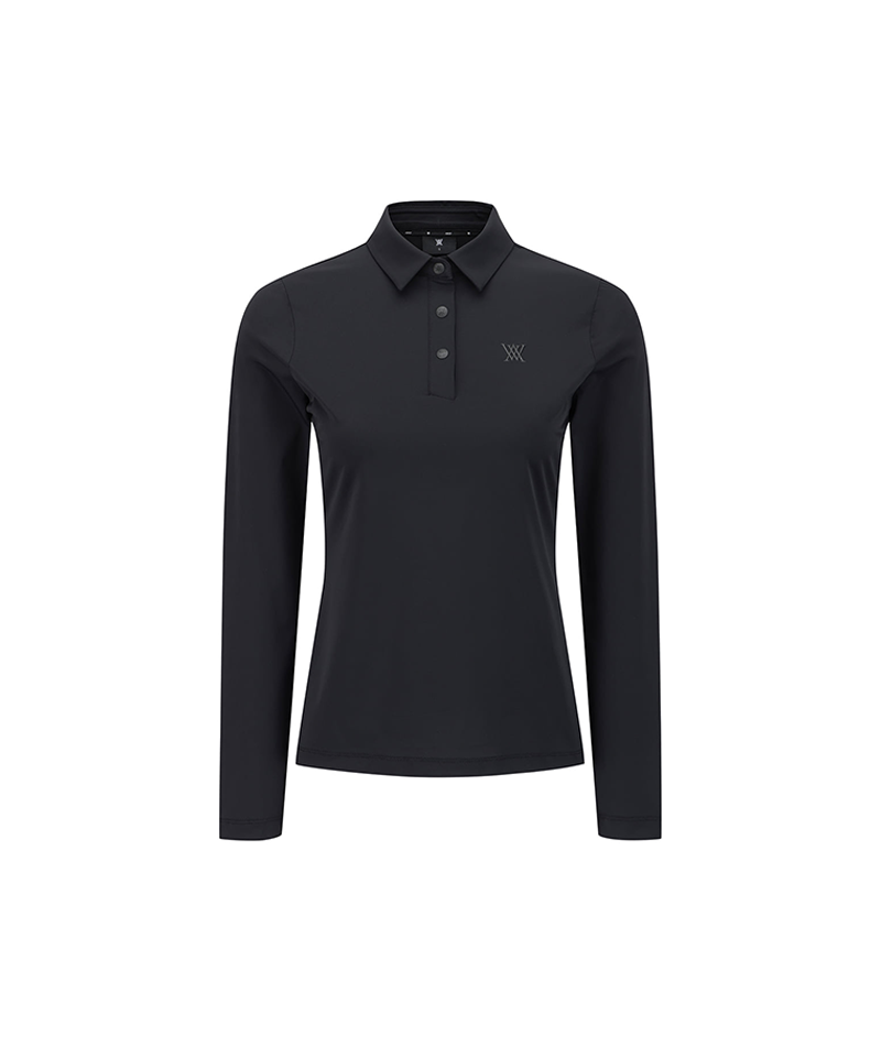 Women's Solid Long Sleeve Collar T-Shirt - Black – Anew Golf USA