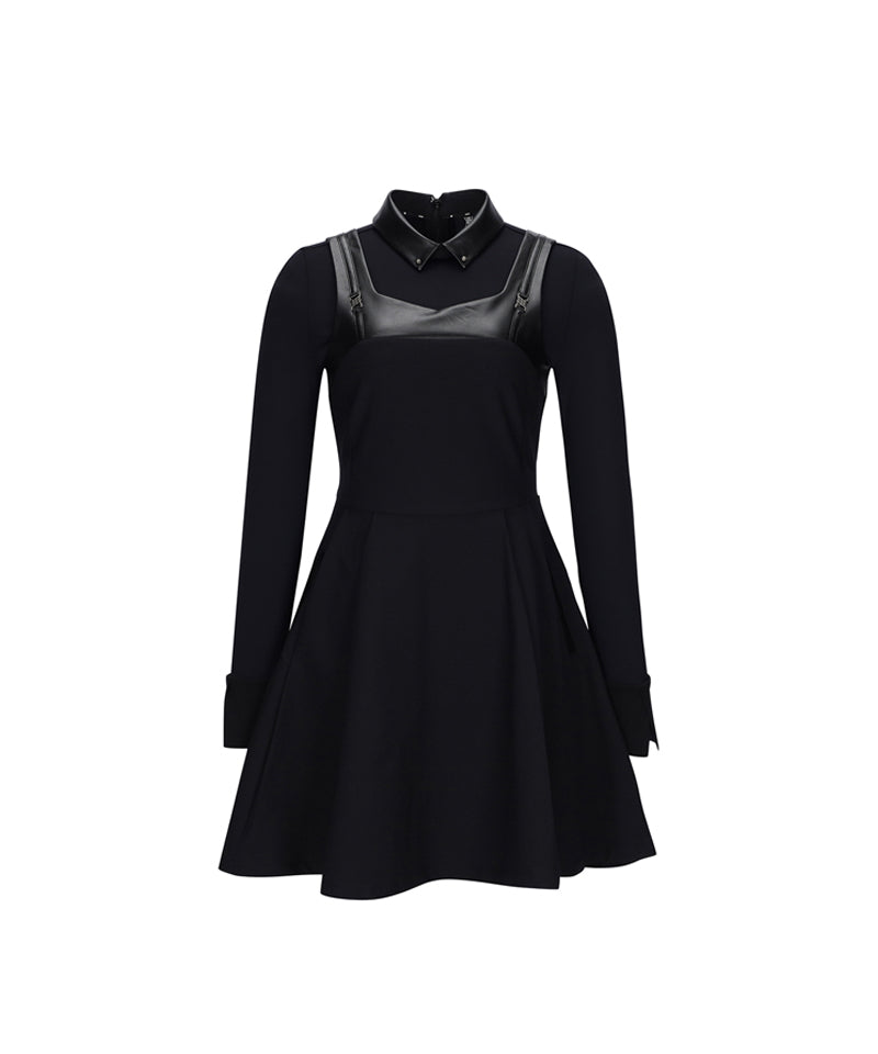 ■ANEW GOLF■ W LEATHER PATCH ONEPIECEBK Women's Leather Mixed One-Piece - Black – Anew Golf USA