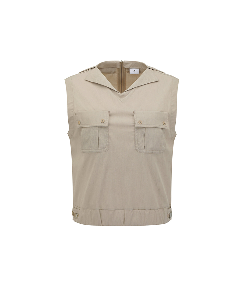 Women's Big Pocket Vest - Beige
