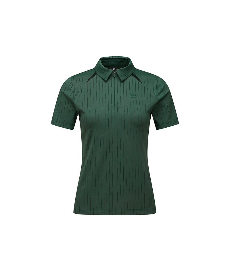 Women's Solid Back Zip T-Shirt - Dark Green