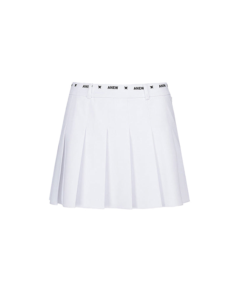 Women's Middle Length Pleats Skirt- White