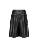 Women's FA Faux Leather Bermuda Pants - Black