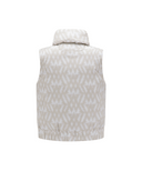 Women's WI Logo Pattern Reversible Down Vest - Beige