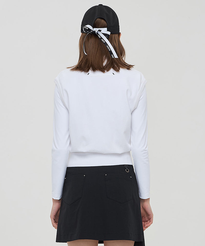 Women's Woven Mixed Knit Vest - White
