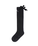 Women's Ribbon Knee Socks - Black