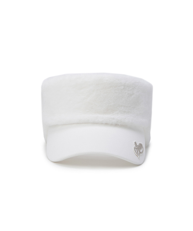 Women's Fur Visor - Cream