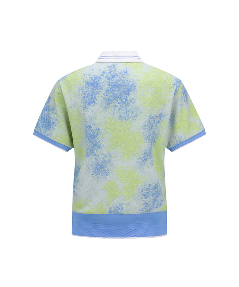 Women Sprinkled Pattern Short T-Shirt - Lime