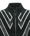 ANEW Golf Men's Big Logo Intarsia Wind Block Zip-Up Cardigan - Black