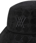 ANEW GOLF Monogram Suede Bucket Hat - Black