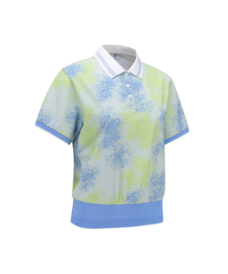 Women Sprinkled Pattern Short T-Shirt - Lime
