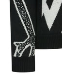 ANEW Golf Men's Big Logo Intarsia Wind Block Zip-Up Cardigan - Black