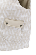 Women's WI Logo Pattern Reversible Down Vest - Beige