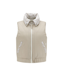 Women's WI Logo Pattern Reversible Down Vest - Beige
