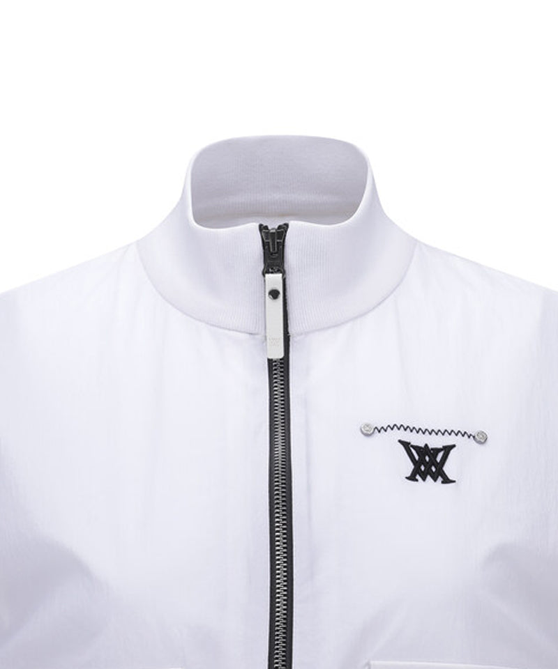 Women's Woven Mixed Knit Vest - White