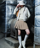 Women's WI Logo Pattern Reversible Down Vest - Beige