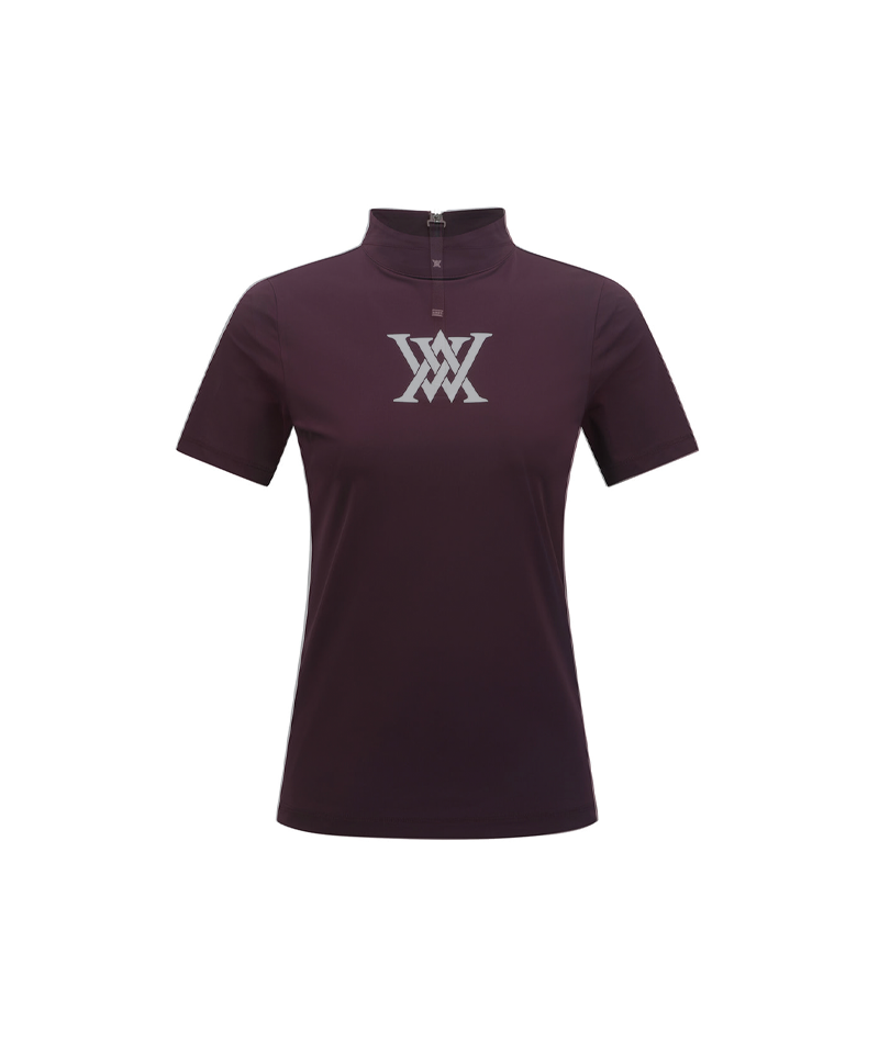 Women's Back Zip Mock Neck T-Shirt - Wine – Anew Golf USA