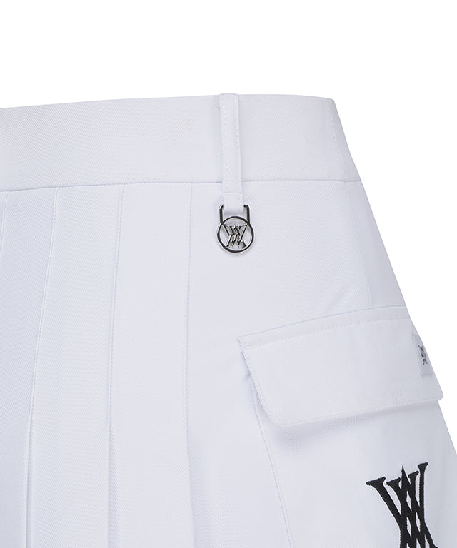 Women's Mini Pocket Point Pleated Skirt - White