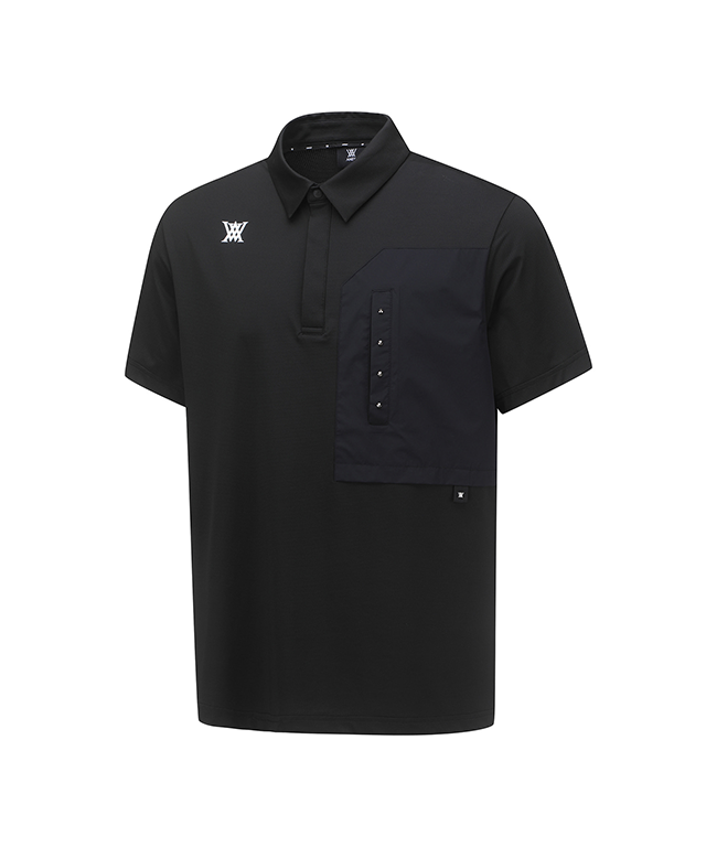 Men's Front Chest Pocket Short T-Shirt - Black