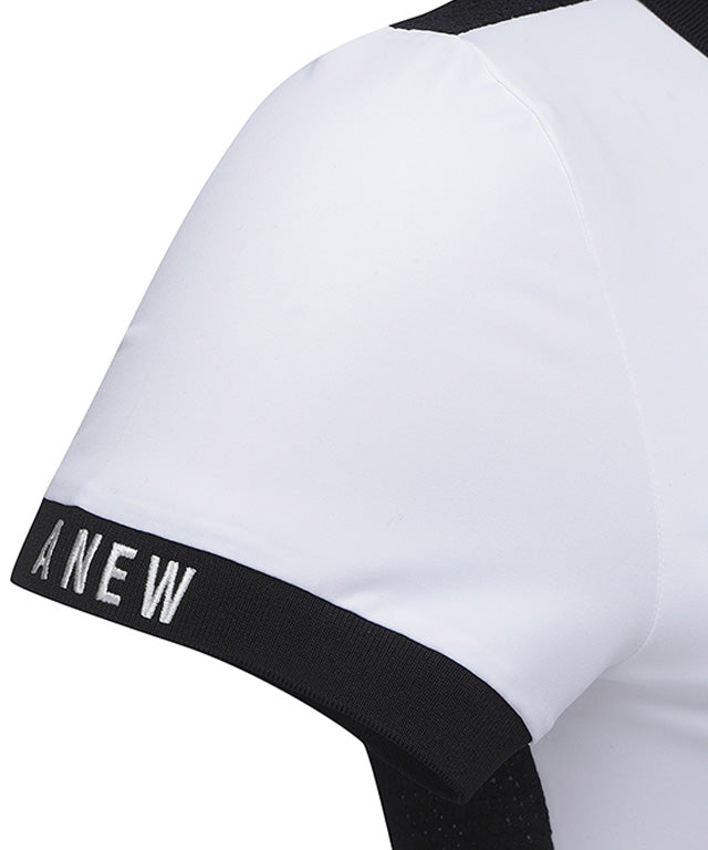 Women's Back Knit Block Short T-Shirt - White