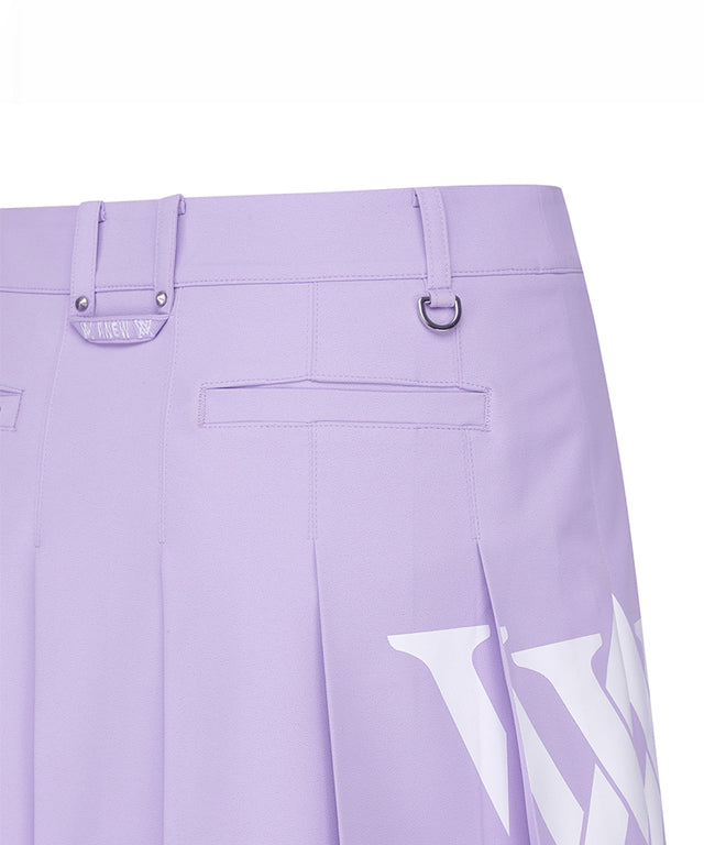 Women's Big Logo Pleats Middle Long Skirt
