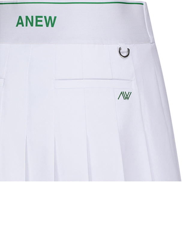 Women's Logo Band Pleats Skirt - White