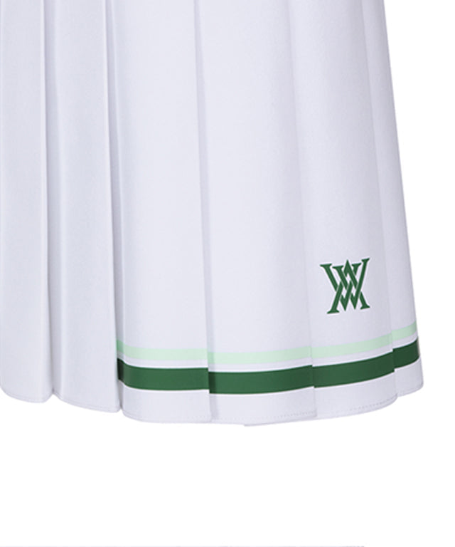 Women's Logo Band Pleats Skirt - White