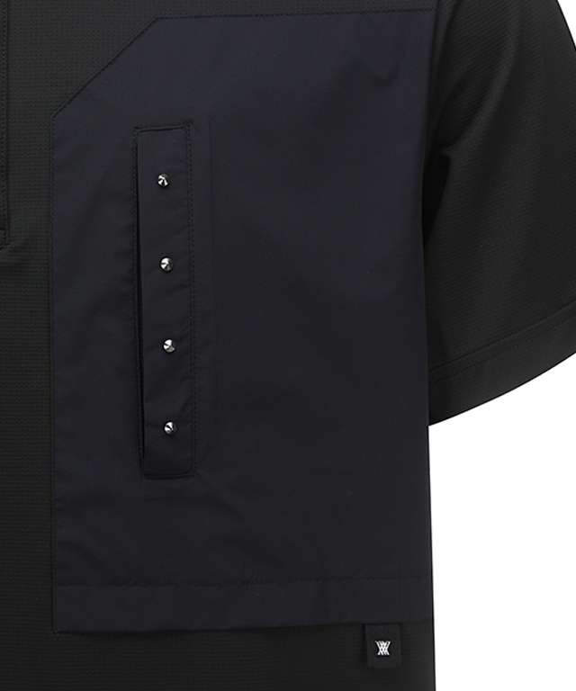 Men's Front Chest Pocket Short T-Shirt - Black