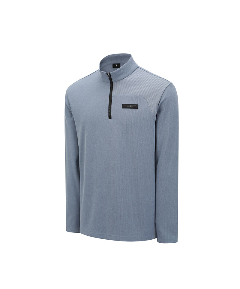 Men's Textured High Neck Half Zip T-Shirt - Light Blue – Anew Golf USA
