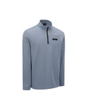 Men's Textured High Neck Half Zip T-Shirt - Light Blue