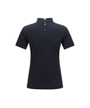 Women's Back Zip Mock Neck T-Shirt - Navy