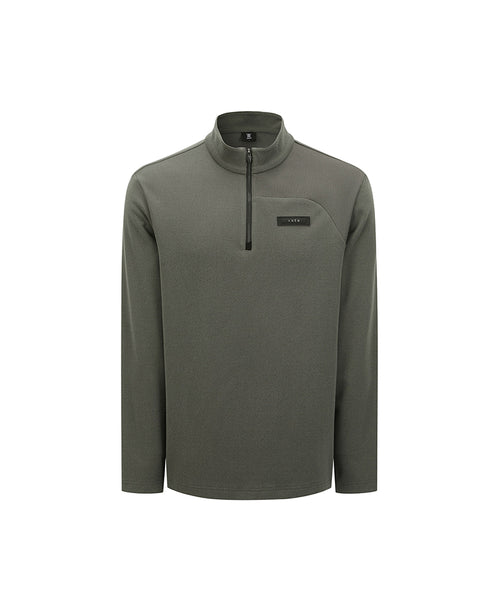 Men's Textured High Neck Half Zip T-Shirt - Dark Grey – Anew Golf USA