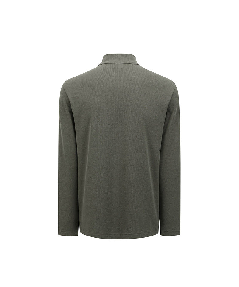 Men's Textured High Neck Half Zip T-Shirt - Dark Grey – Anew Golf USA