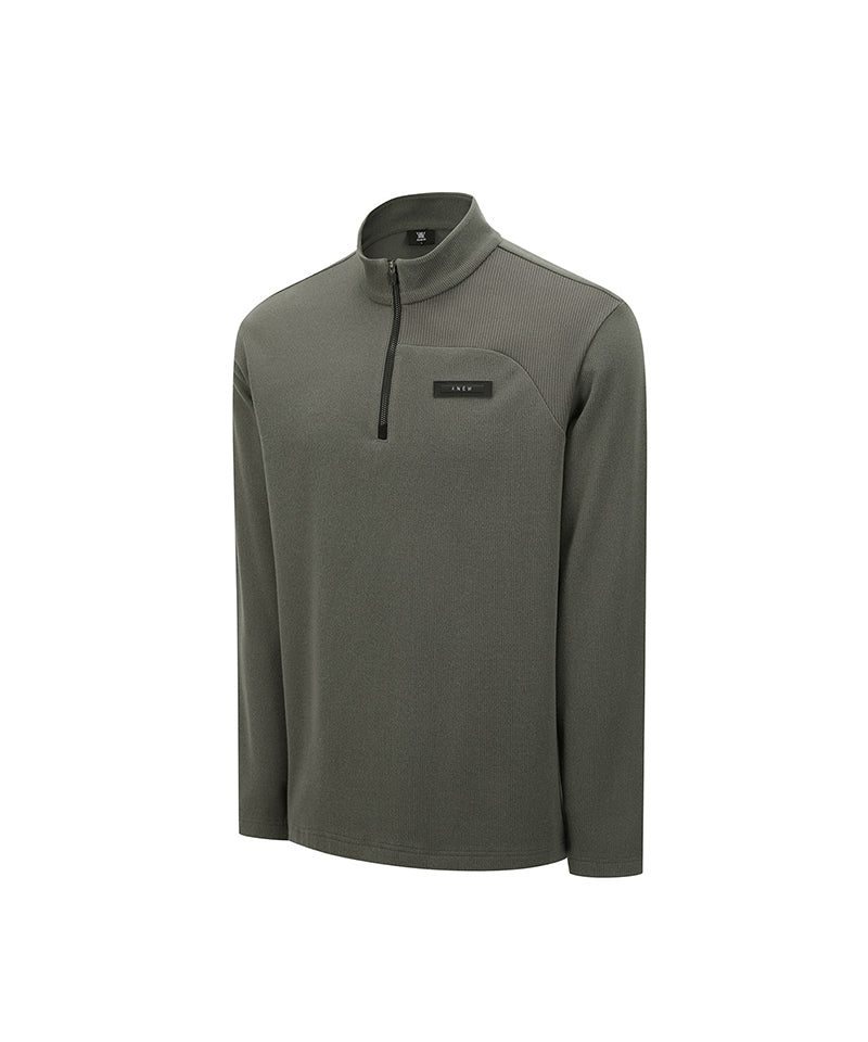 Men's Textured High Neck Half Zip T-Shirt - Dark Grey – Anew Golf USA