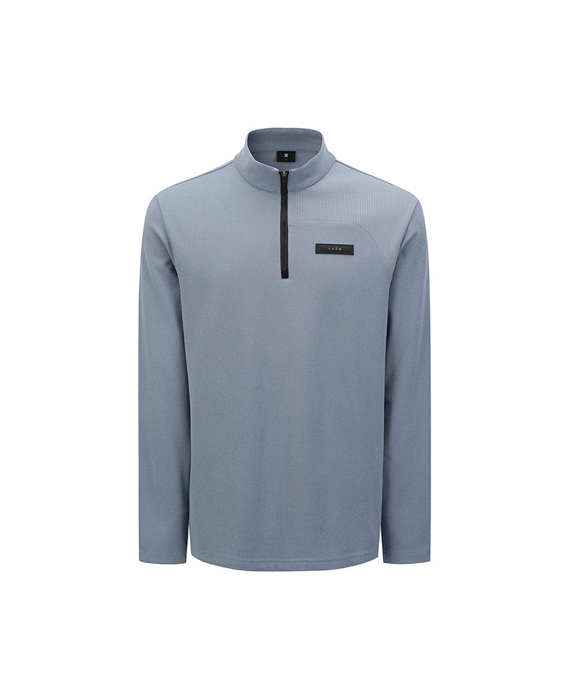 Men's Textured High Neck Half Zip T-Shirt - Light Blue – Anew Golf USA