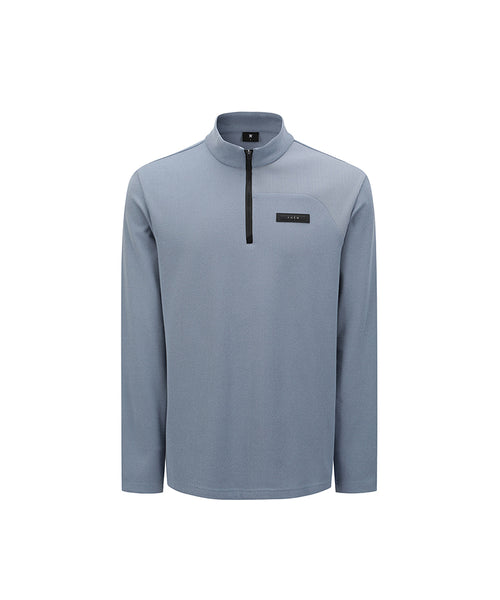 Men's Textured High Neck Half Zip T-Shirt - Light Blue – Anew Golf USA