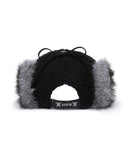 Women's Boucle Leather Cap - Black