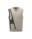 Men's Diagonal Logo Knit Vest - Khaki Beige