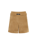 Women's Velvet High Waist Half Pants - Camel