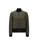 Women's Color Block Hooded Blouson Jacket - Dark Khaki