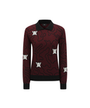 Women's Seasonal Pattern Collar Sweater - Burgundy