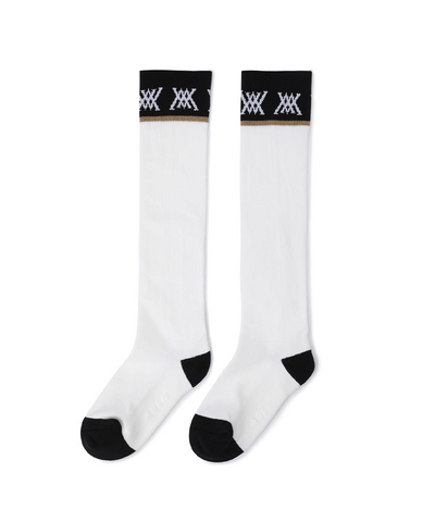 Women's Color Block Knee Socks - White