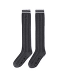 Women's Shiny Knee Socks - Dark Grey