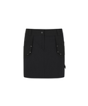 Women's Fabric Mix Cargo Skirt - Black