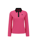 Women's Contrast Collar T-Shirt - Pink