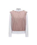 Women's Woven Mix Layered T-Shirt - Light Pink