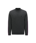 Men's Mock Neck Windproof Two Tone Sweater - Melange Grey