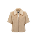 Women's Short Sleeve Fur Jacket - Light Beige