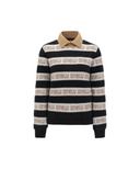 Women's Striped Logo Mock Neck Sweater - Black